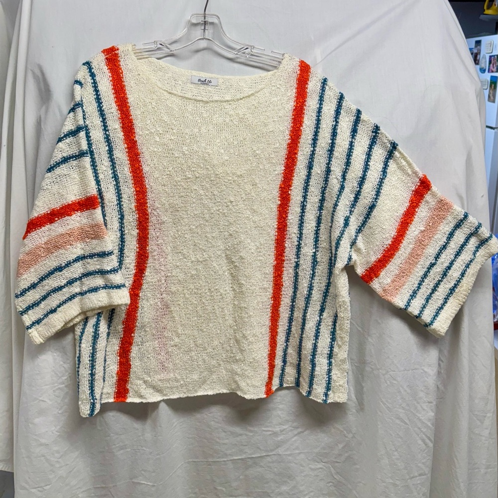 Beach Life summer weight 3/4 sleeve loose knit acrylic sweater new w/o tags 🏖️